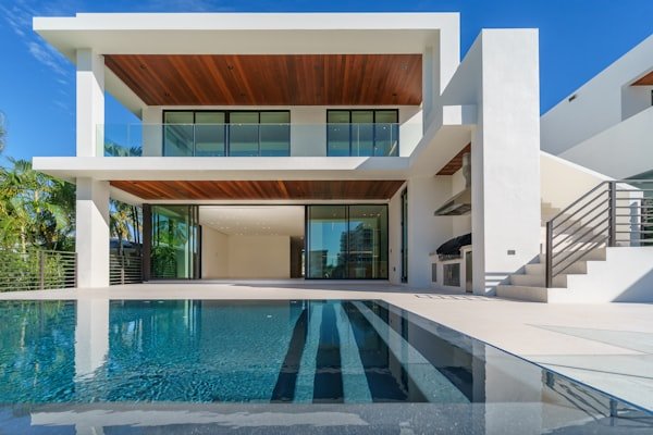 Modern custom home with pool built by Ironclad Construction Co.